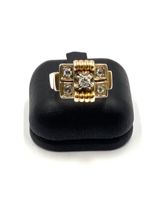 Bague diamant or jaune 1900