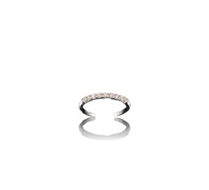 Demi alliance diamants or gris