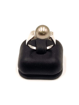 Bague perle Tahiti or gris