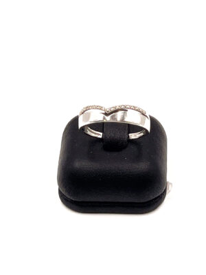Bague or blanc en V