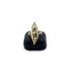 Bague navette diamants et émeraudes