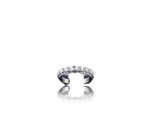 Demi alliance or gris et diamants