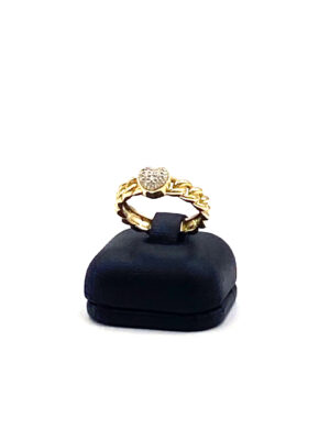 Bague or jaune torsadée centre diamants