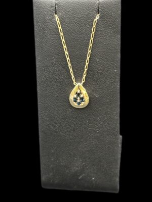 Pendentif or jaune goutte serti de quatre saphirs
