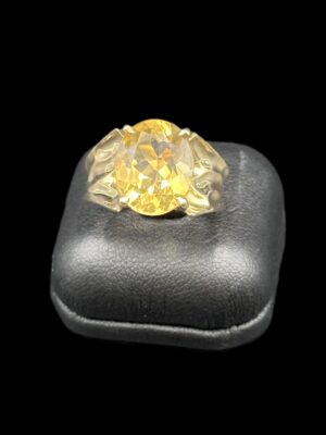 Bague or jaune 18 ct et citrine ronde
