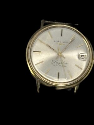 Montre Longines or jaune automatique bracelet cuir