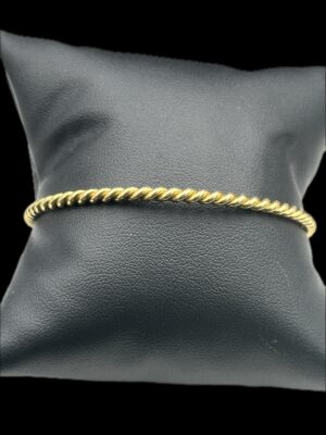 Bracelet or jaune 18 ct jonc torsadé