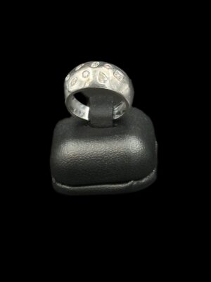 Bague boule or blanc et diamants