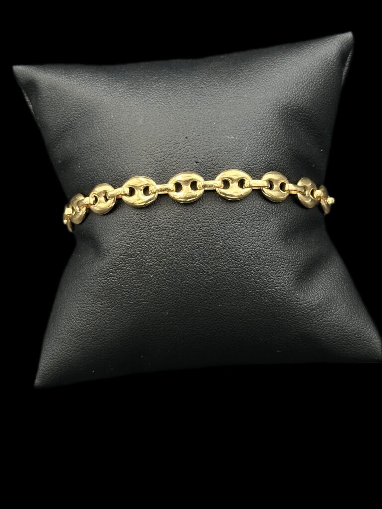Bracelet Acier Mailles Grains De Café Louis Berthier - Vintage Années 80 - Occasion