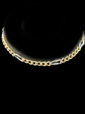 Bracelet enfant bicolore en or jaune et blanc 18 ct maille gourmette