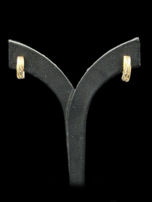 Boucles d'oreille tricolore or jaune rose blanc 18 ct