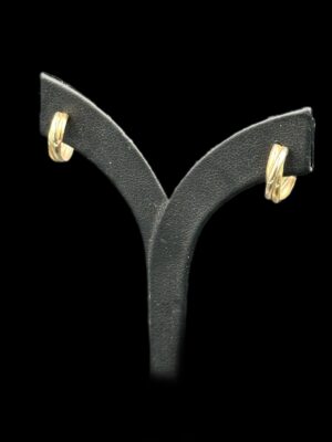 Boucles d’oreille tricolore or jaune rose blanc 18 ct