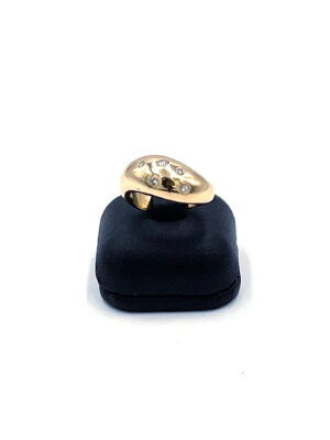 Bague boule en or jaune 18 ct et diamants