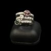 Bague or gris trois anneaux Péridot Diamant Tourmaline